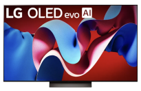 LG C4 TV with blue and red ribbon screensaver