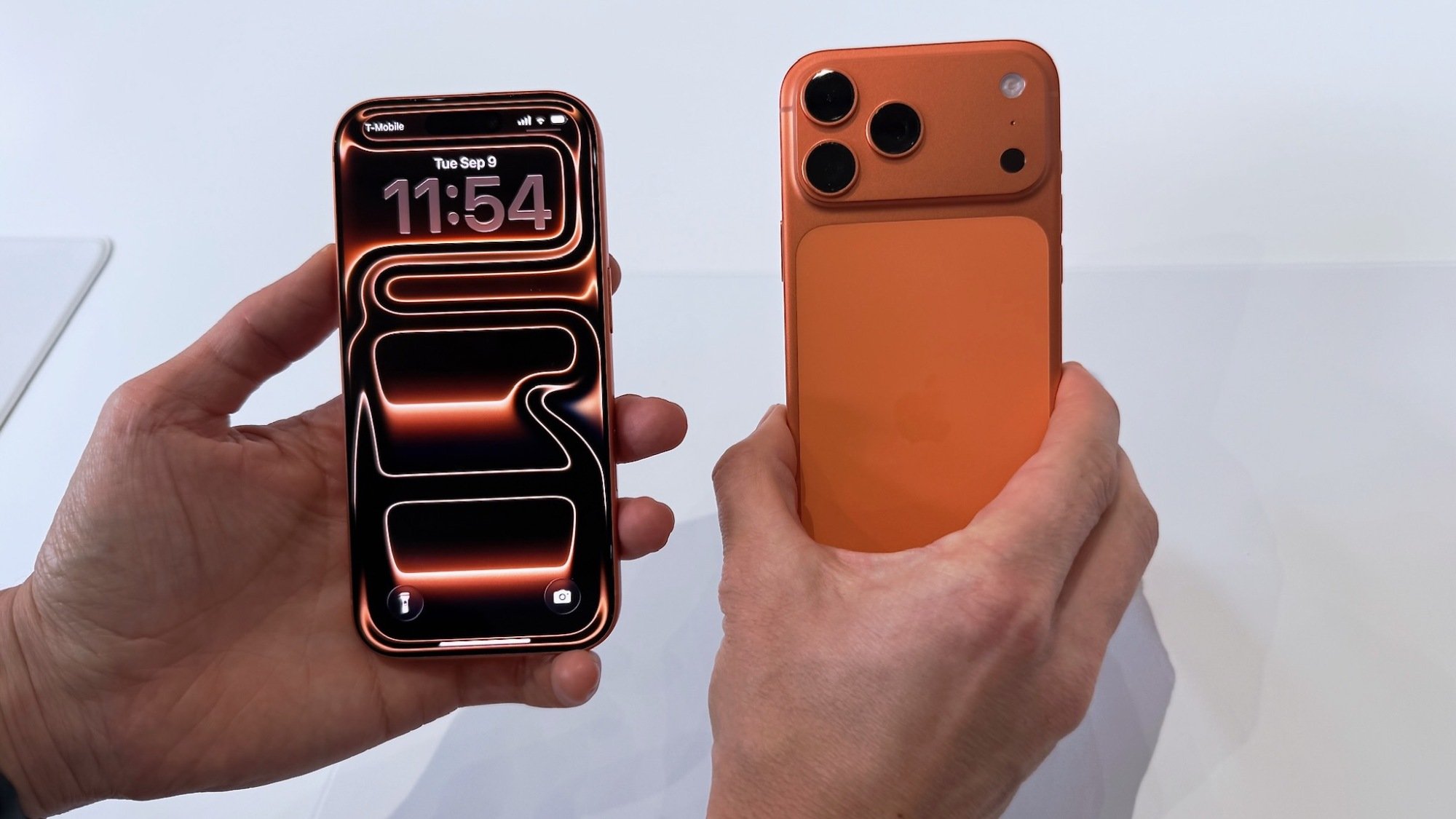 new iphone 17 pro and pro max in hand