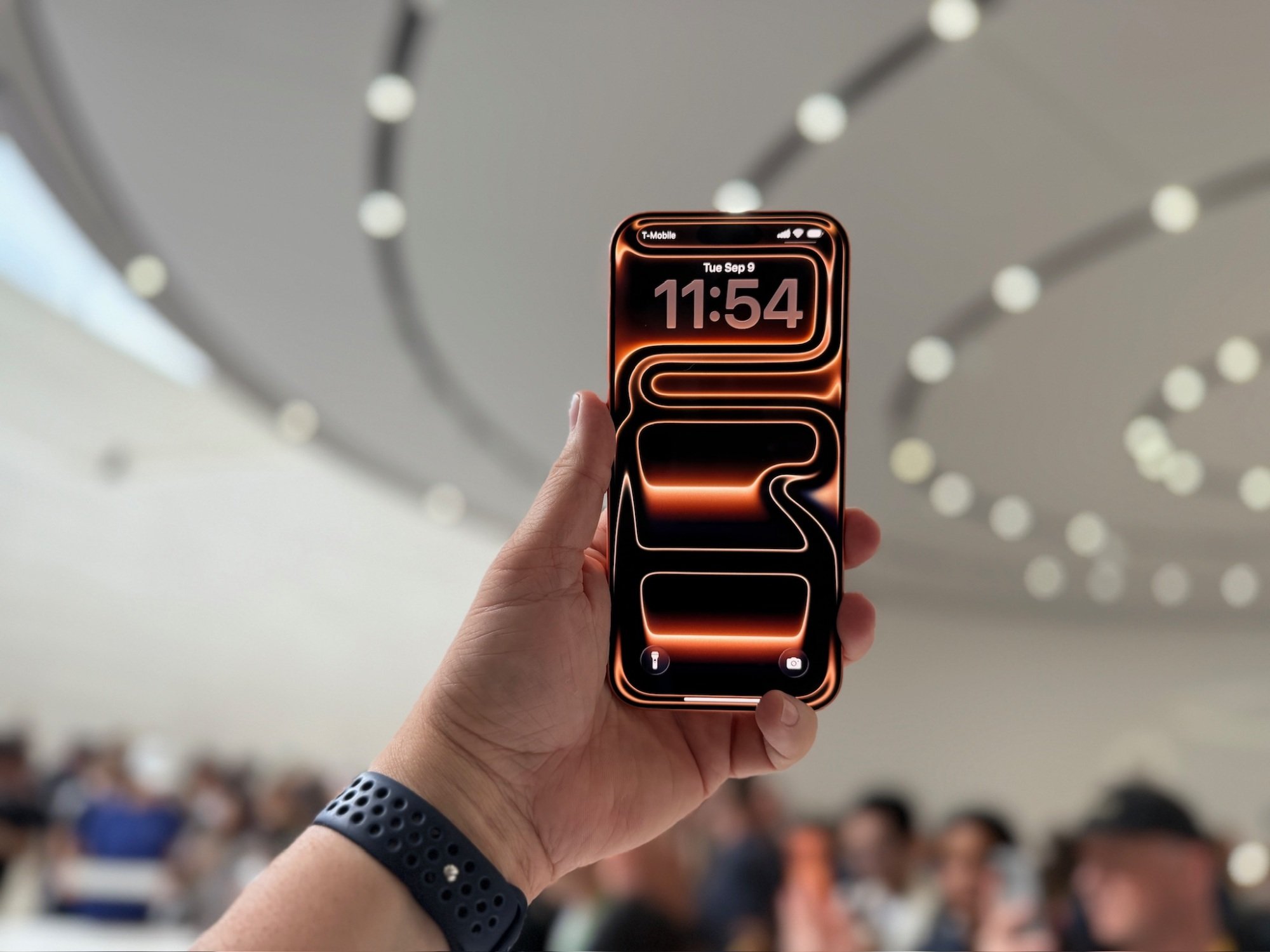 the new iPHone 17 Pro iphone in hand at apple park