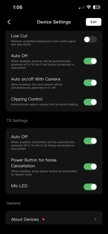 dji app mic mini settings
