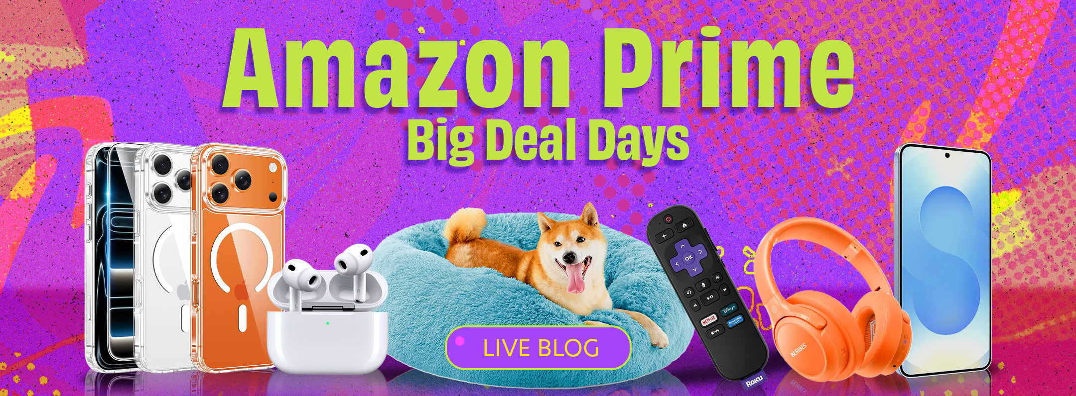 collage of amazon products, text reads 'Amazon Prime Big Deal Days'