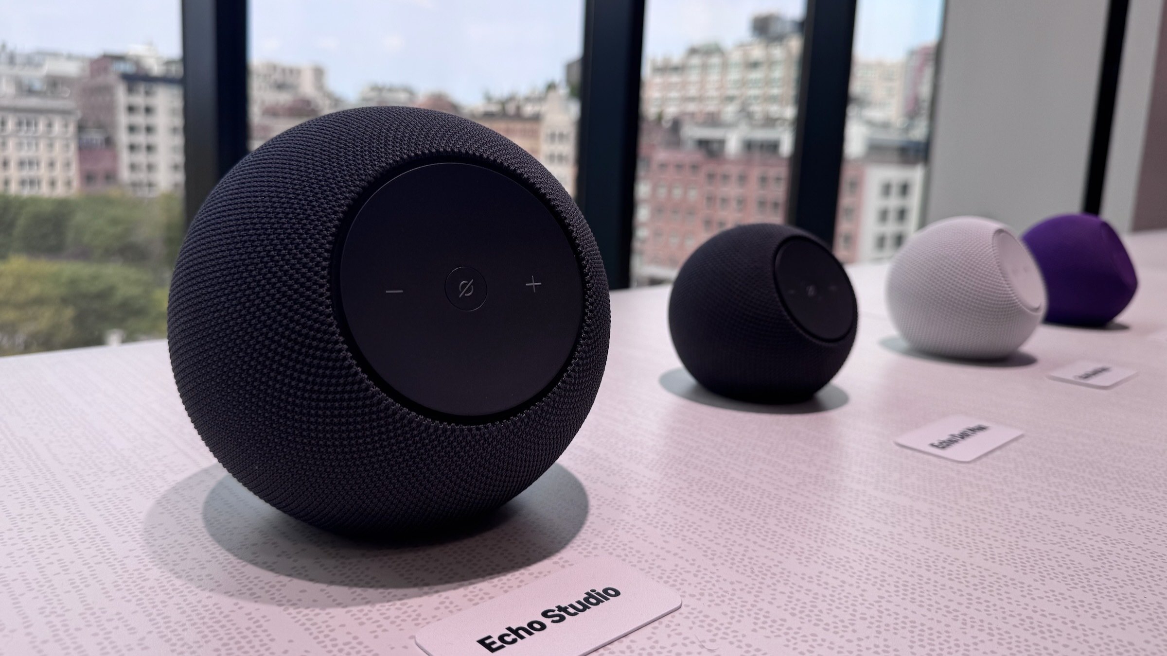 echo studio and echo dot max on display in new york city