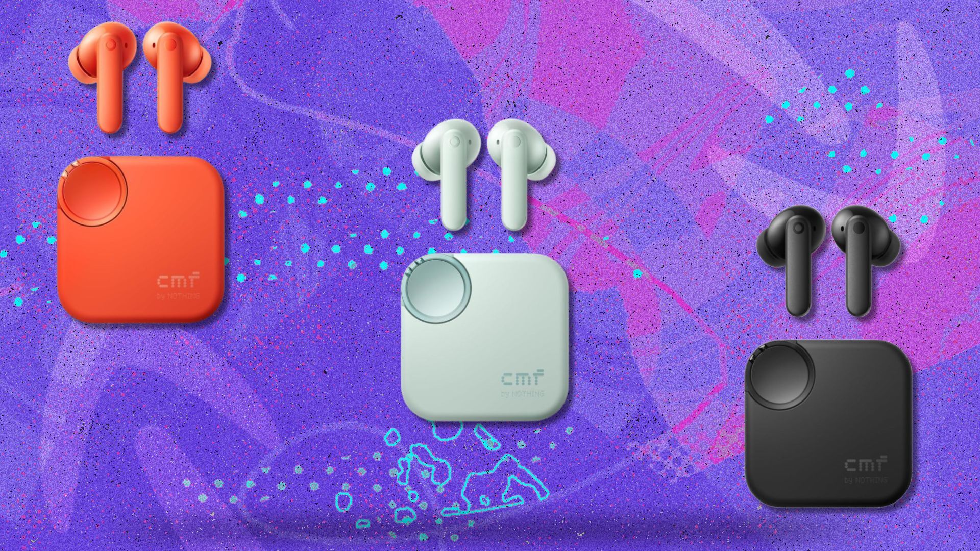 the CMF Buds 2 on a purple background