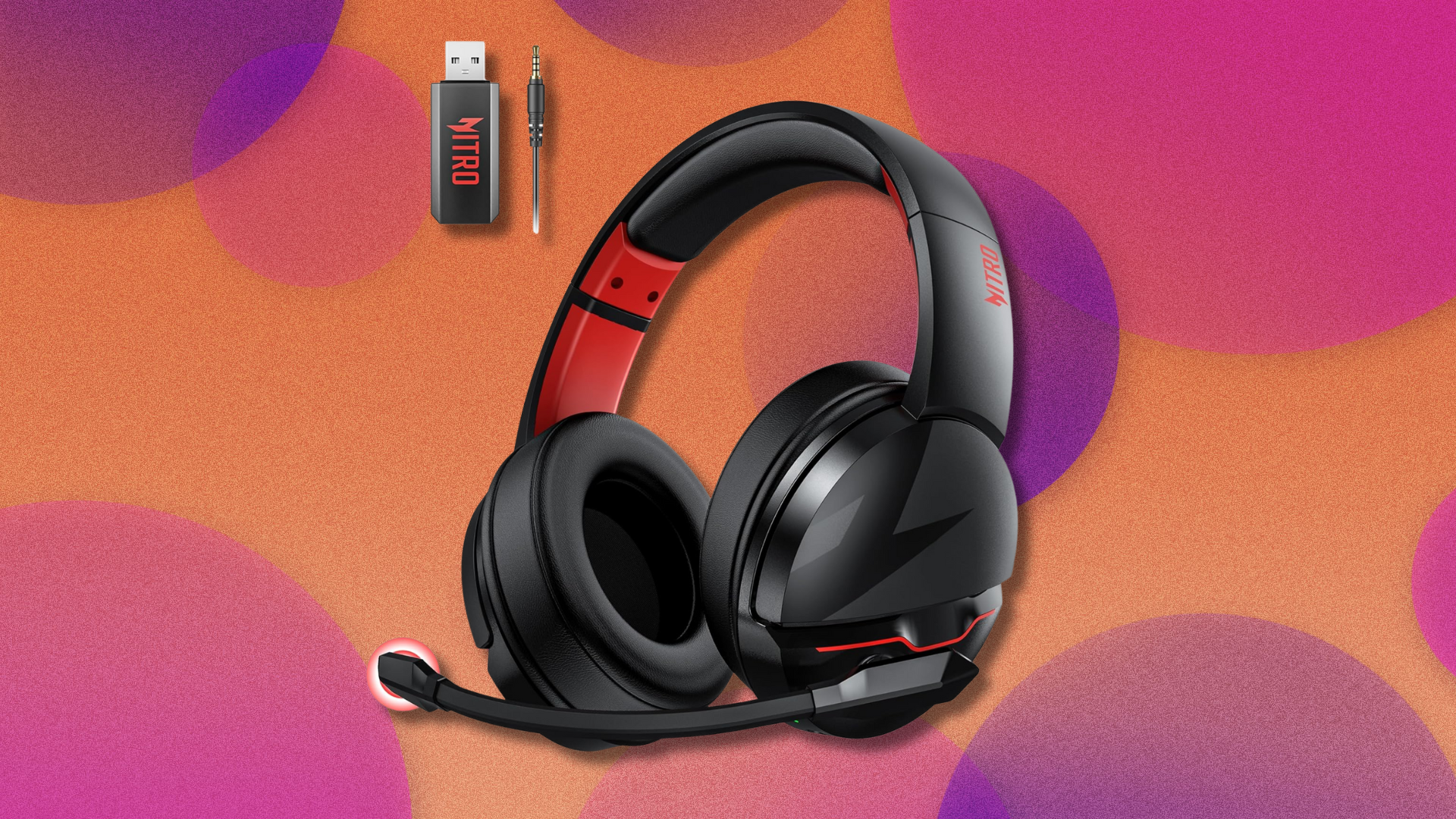Acer Wireless Gaming Headset on orange and pink abstract background