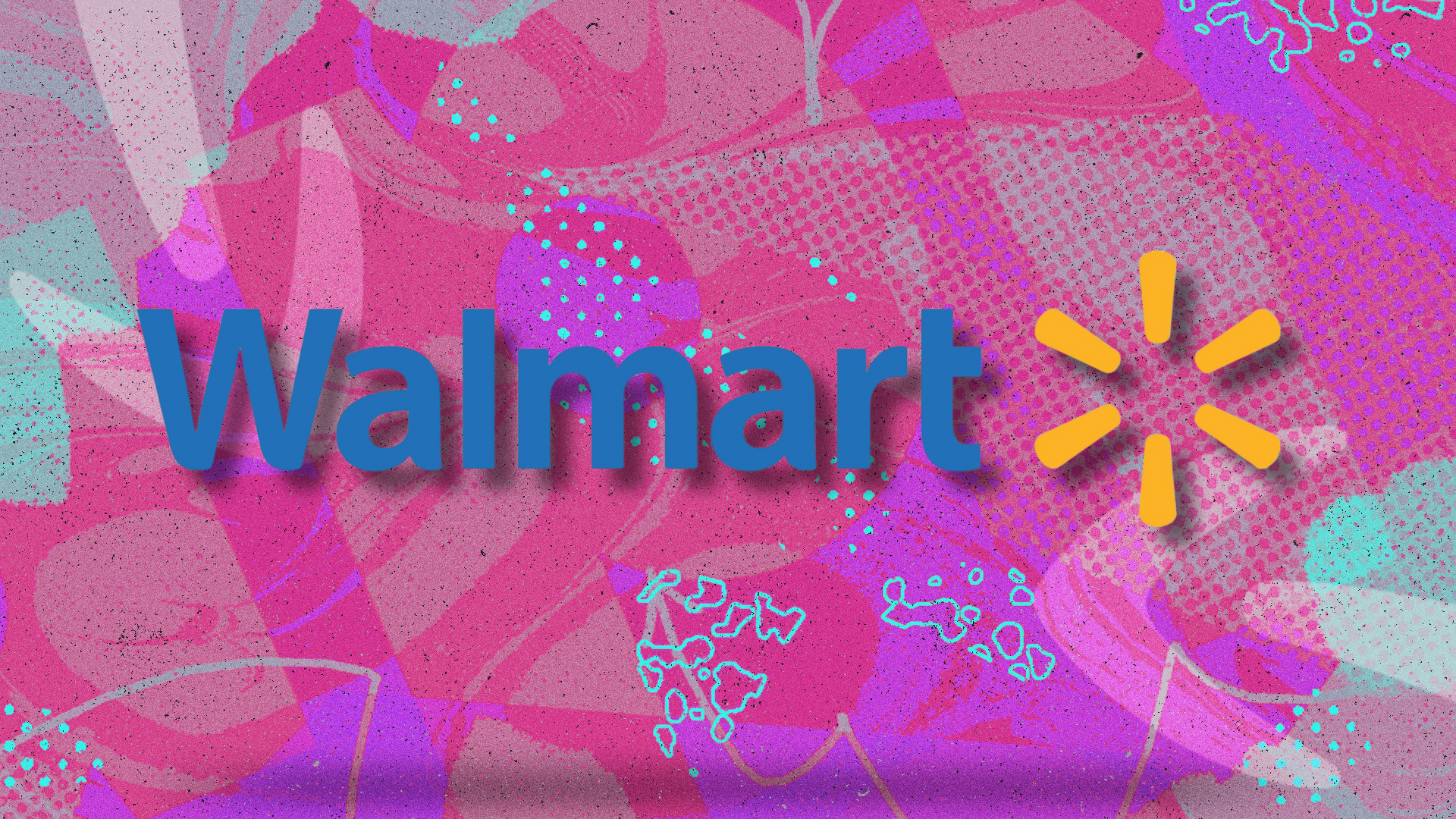 The Walmart logo against a colorful background
