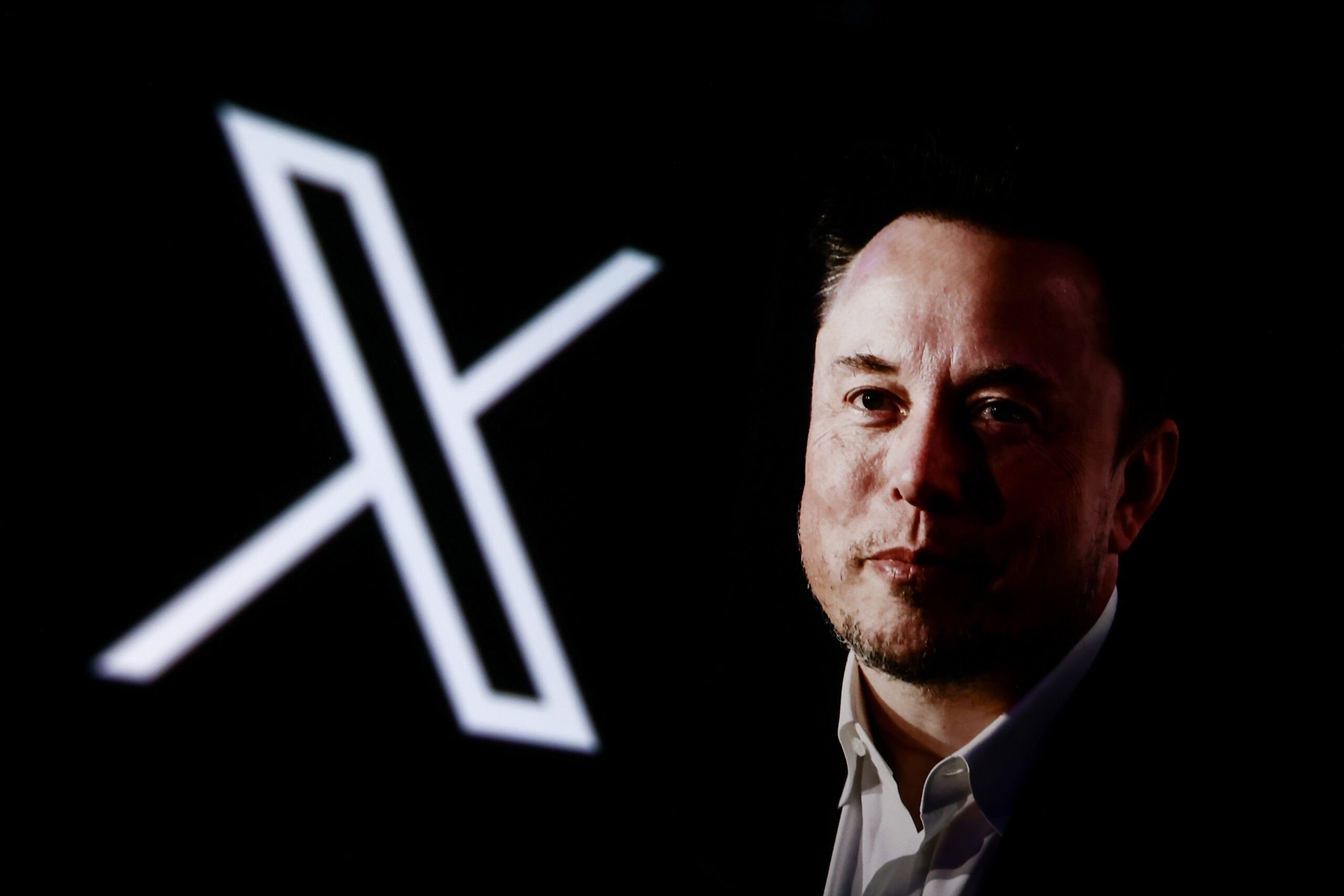 Elon Musk and X logo