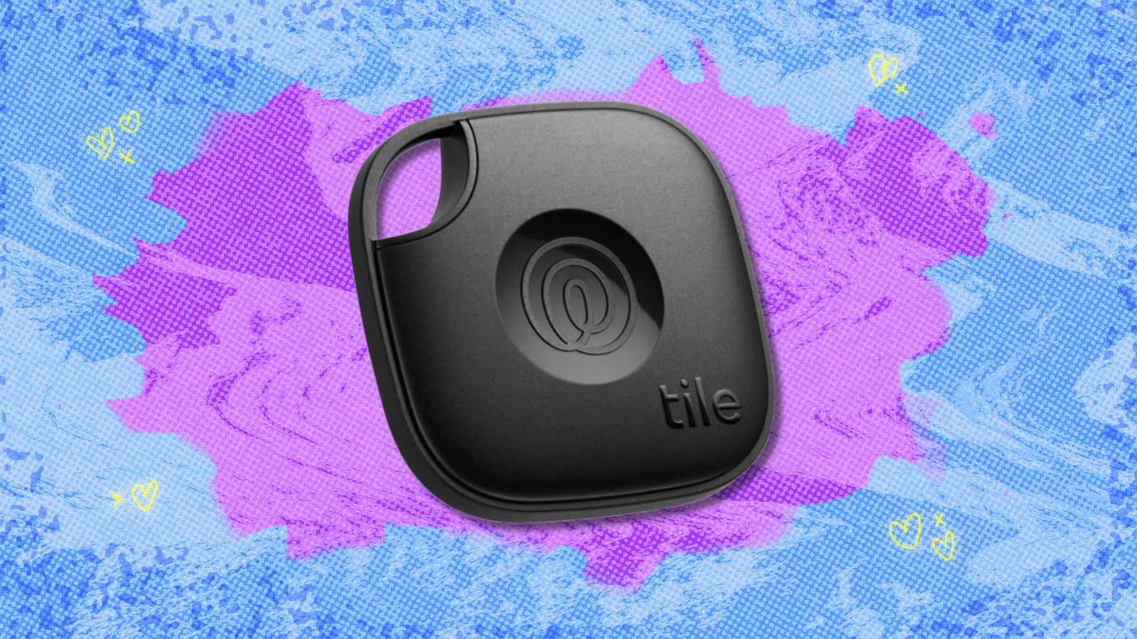 Tile Mate in black with blue and purple background