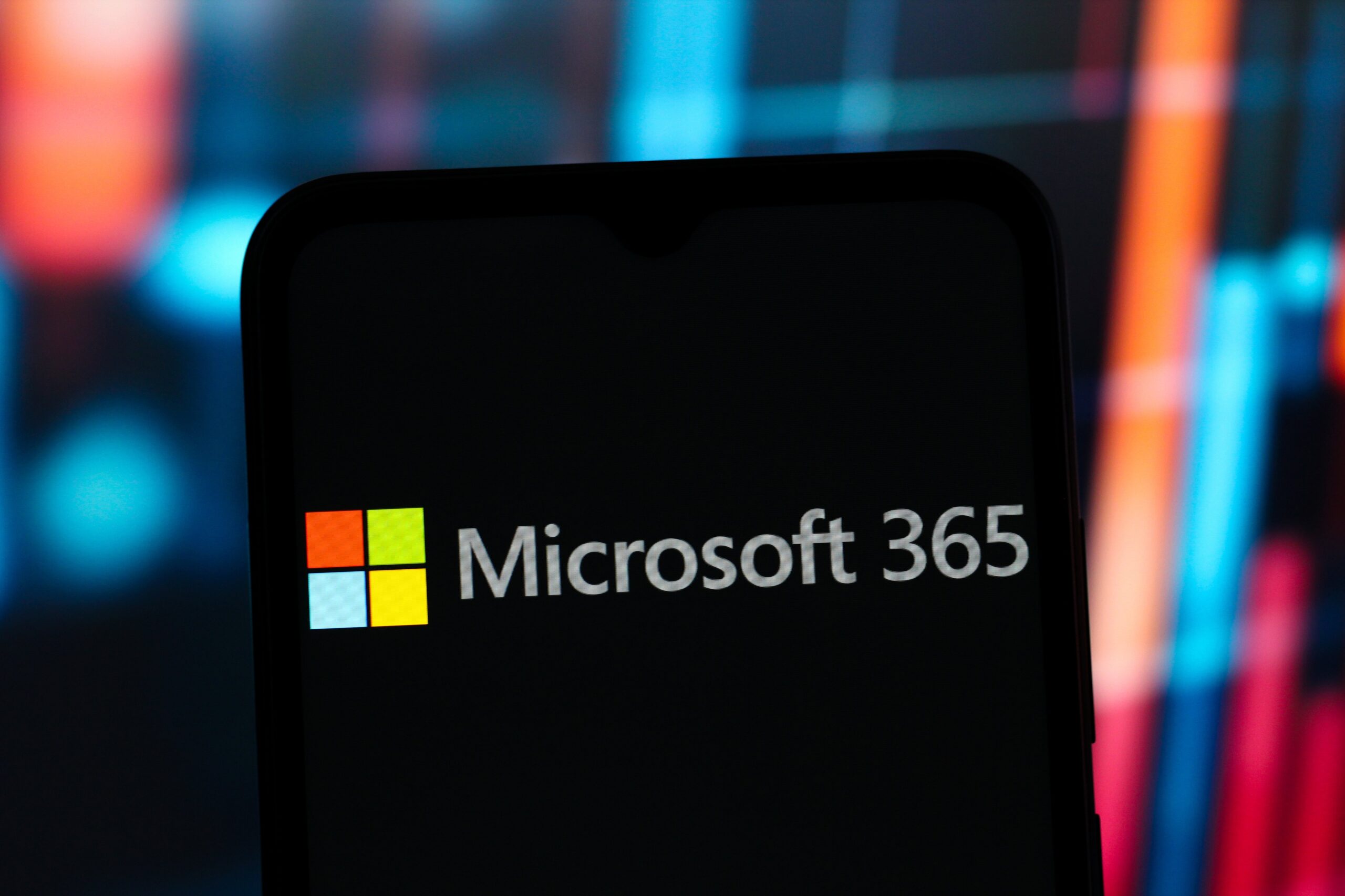 the microsoft 365 logo on a phone