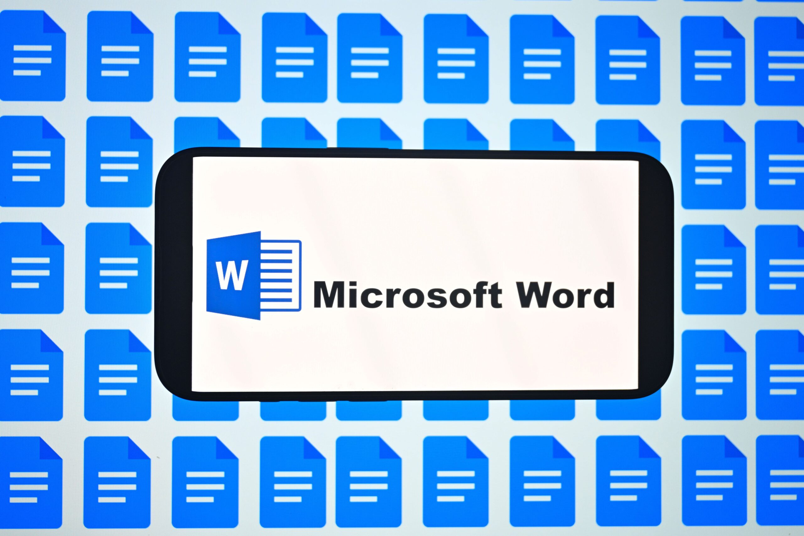 microsoft word logo on phone 