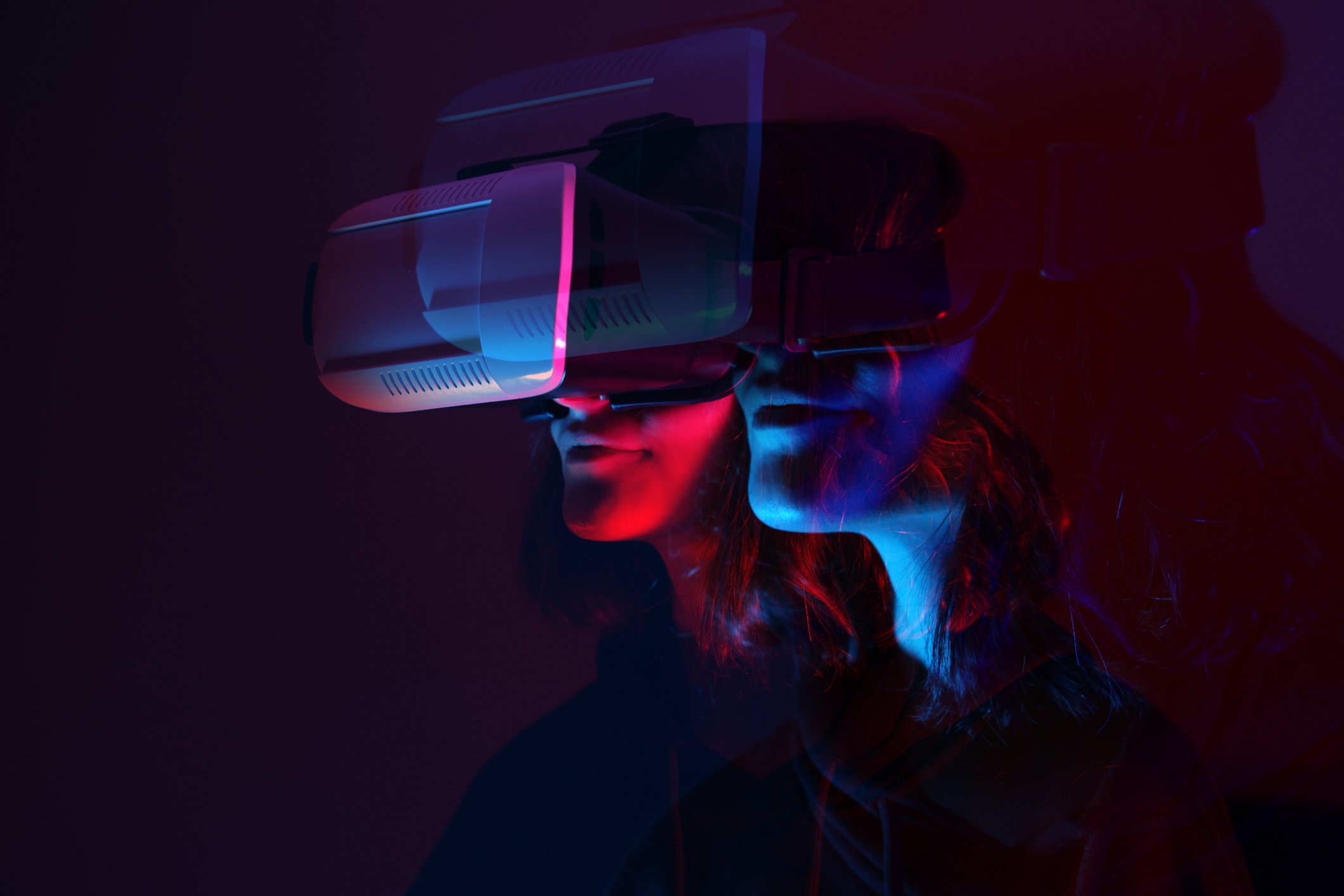 woman wearing VR glasses
