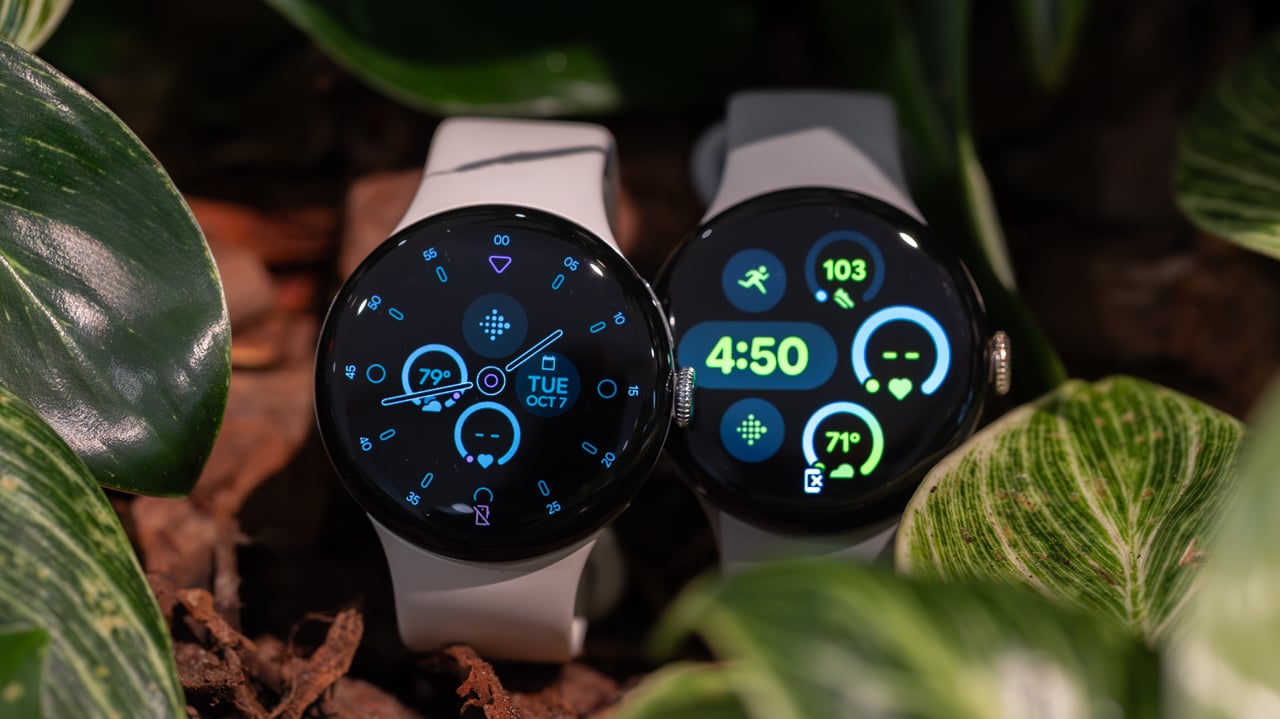 portrait of the pixel watch 3 and 4 in garden