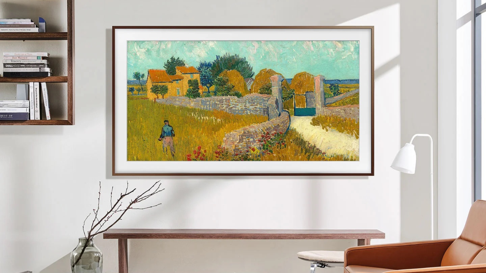 Samsung The Frame TV hung up on wall