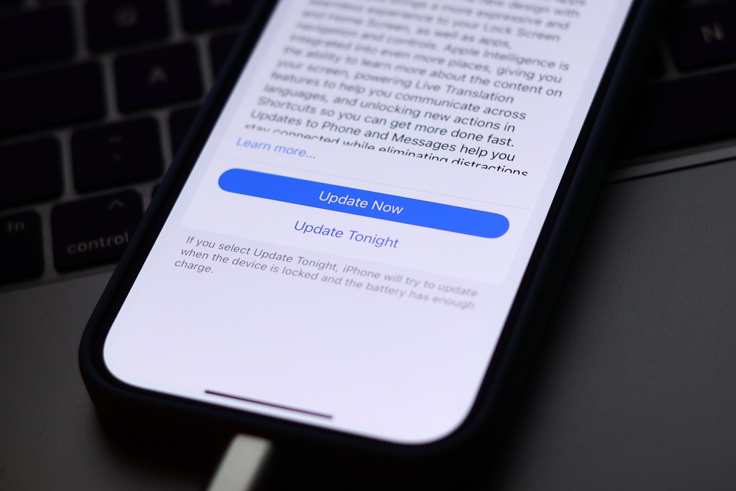 an iphone with the update ios screen showing