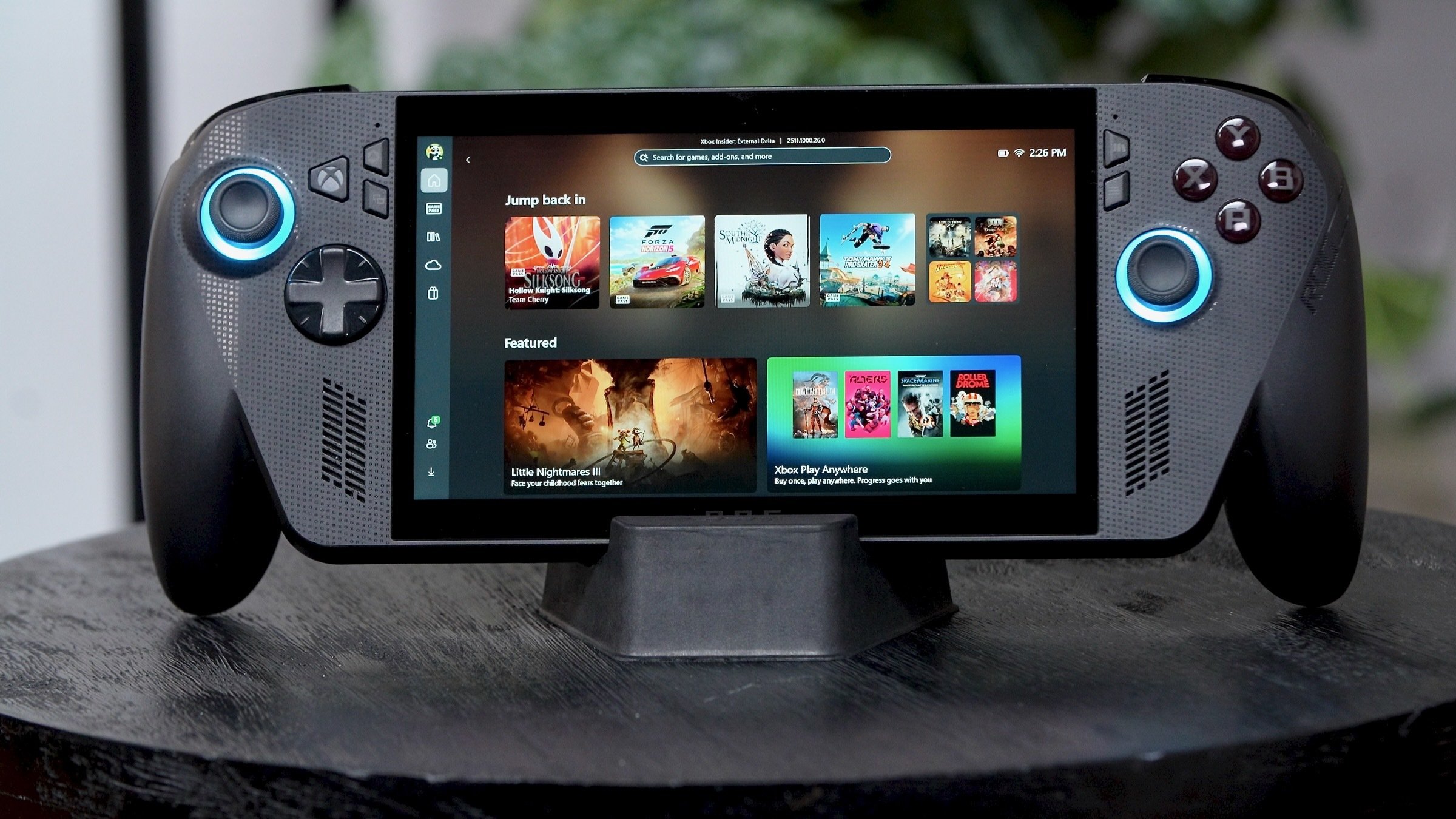 ROG xbox ally x gaming handheld on game mode home screen