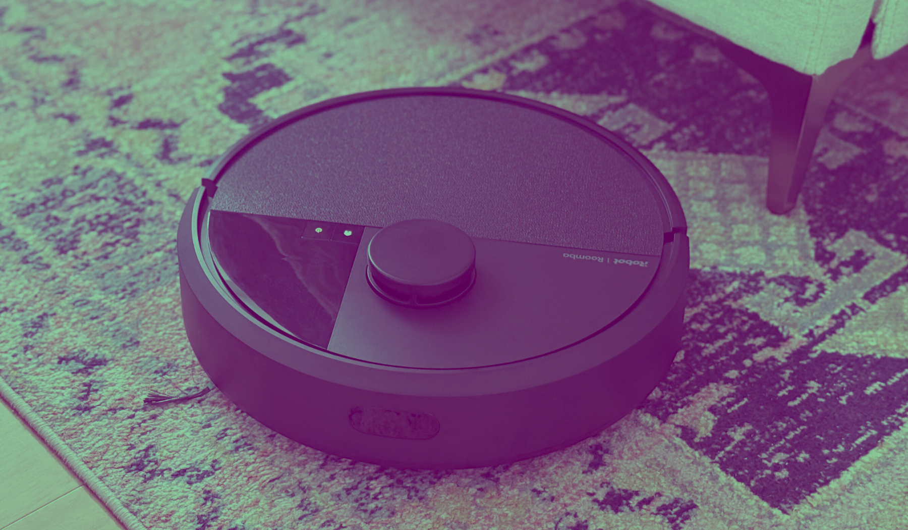 iRobot Roomba 405 Combo robot vacuum cleaning rug, tinted green