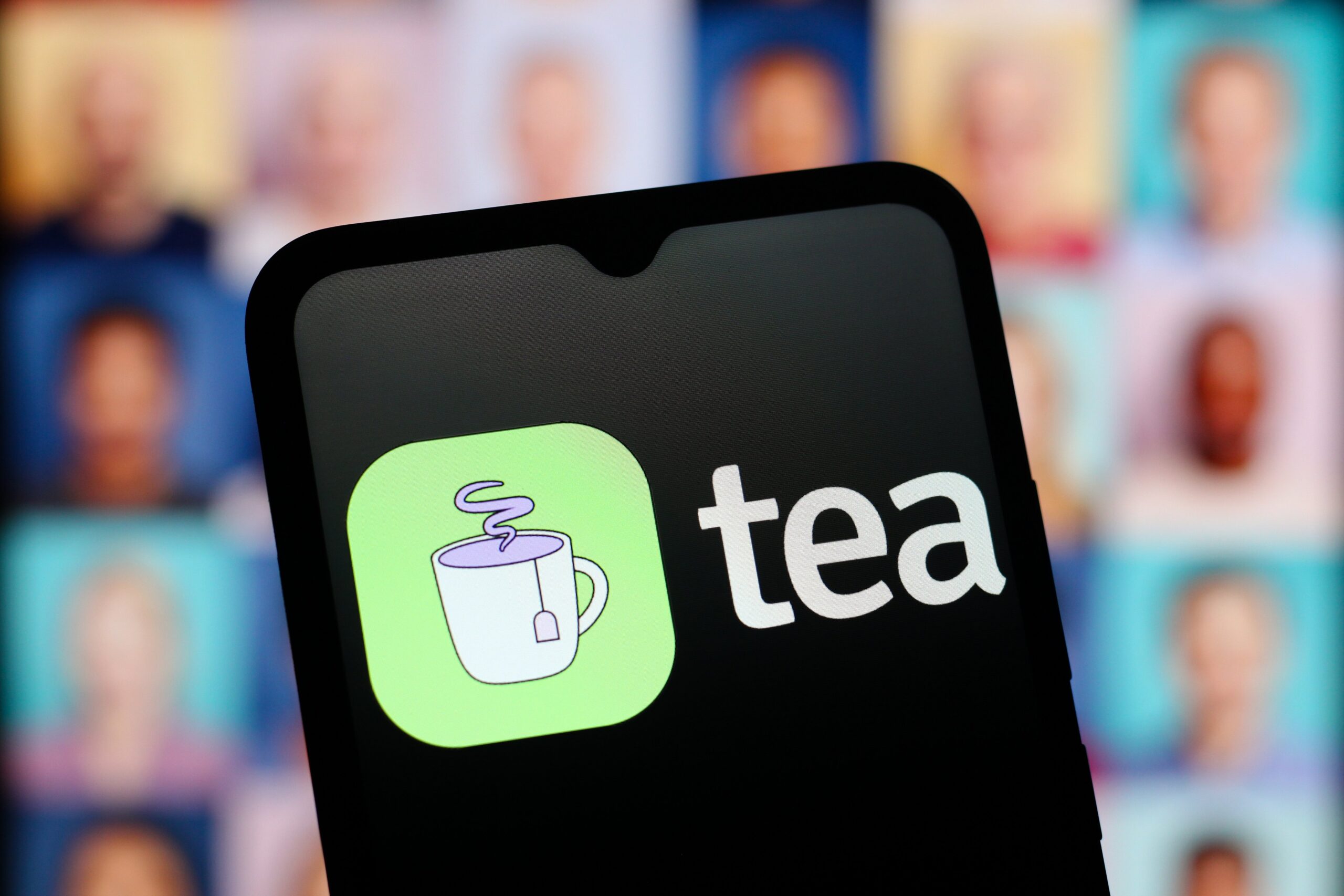 tea app logo on smart phone