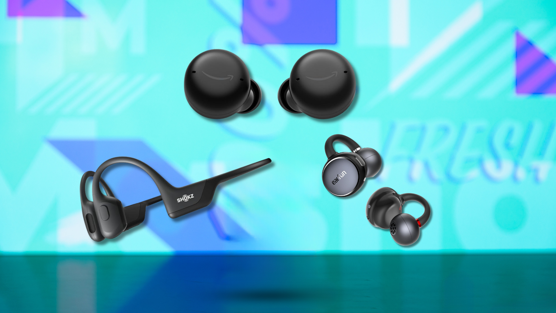 Shokz, Amazon and Earfun earbuds on