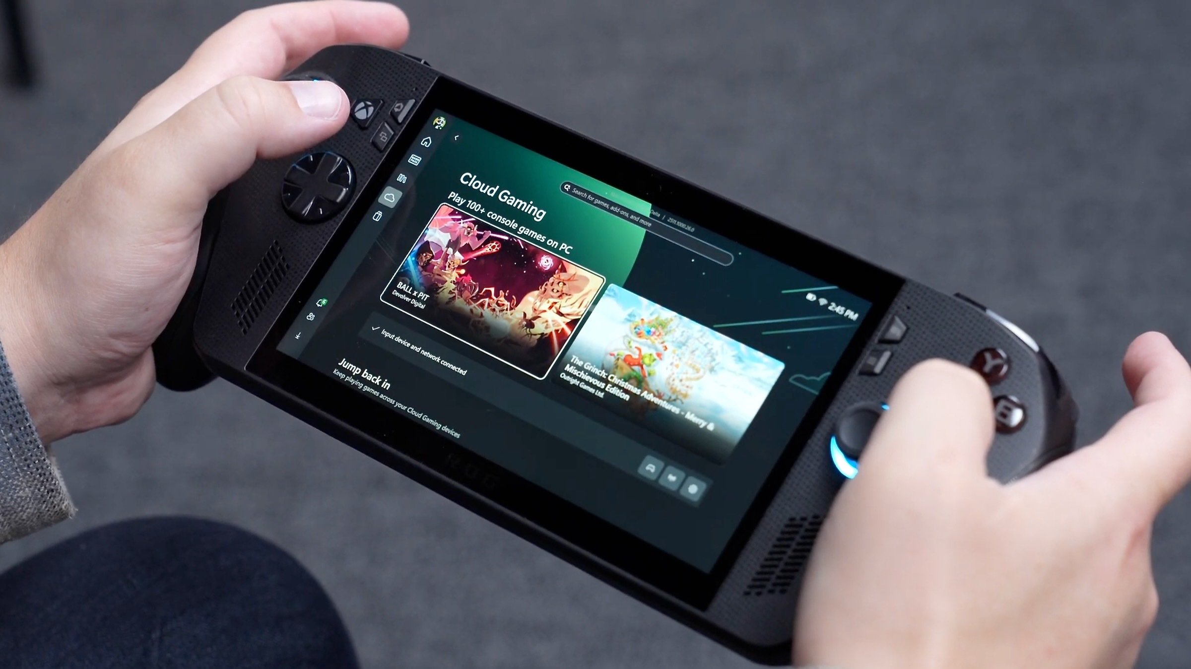 close-up of gaming library on rog xbox ally