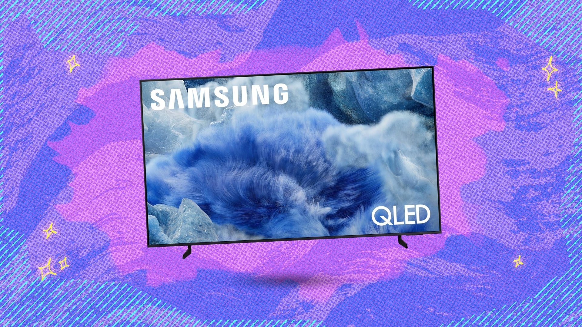Samsung TV on blue background