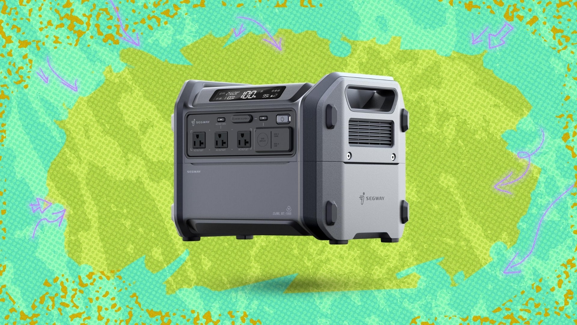 Segway power station on green background