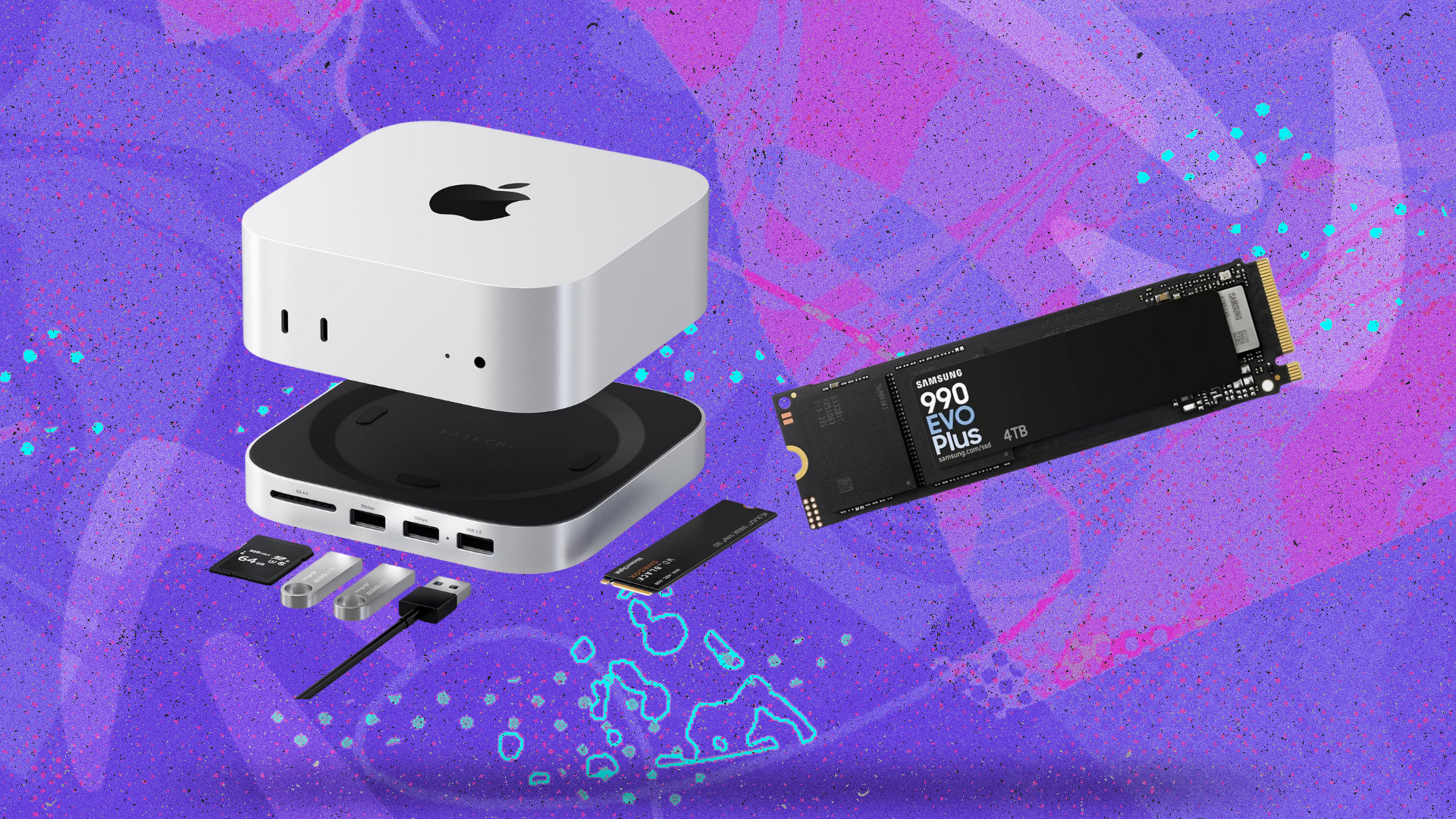 satechi mac mini holder and samsung ssd card
