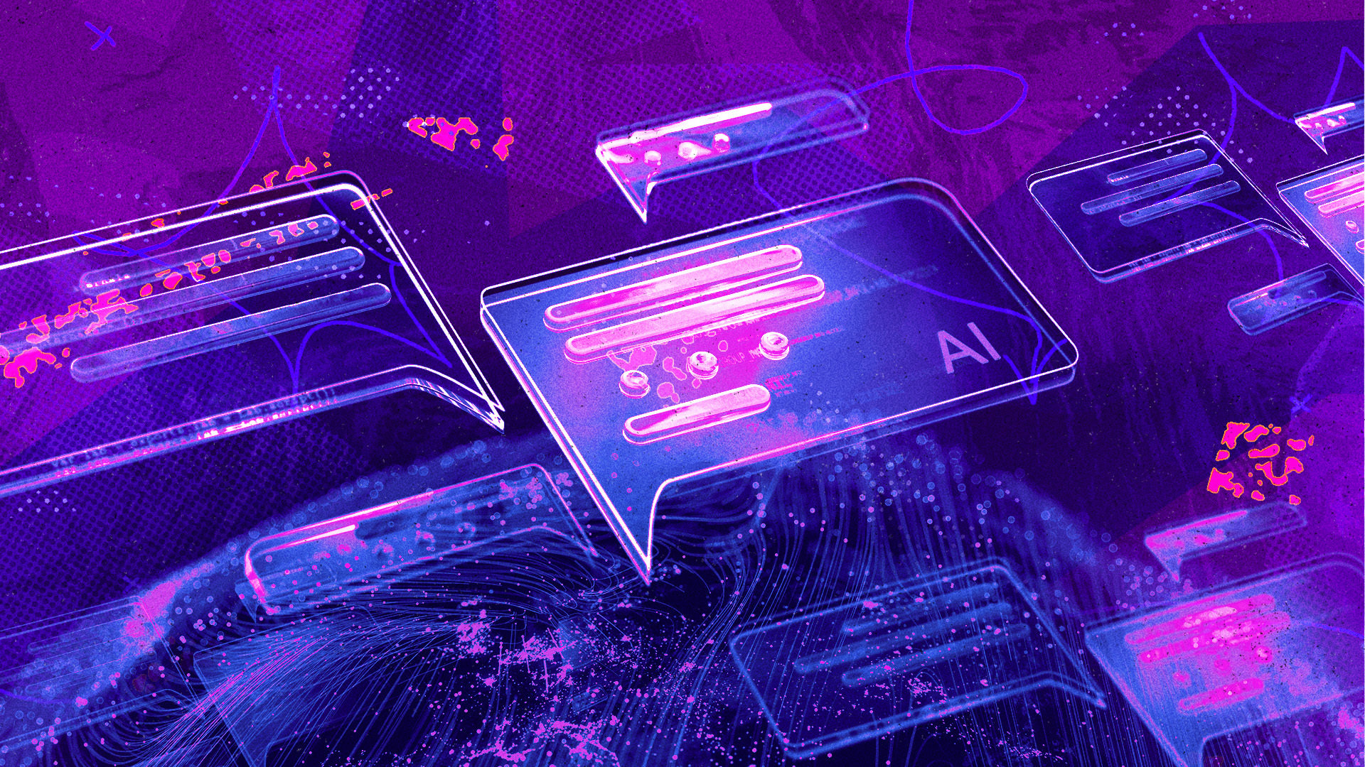 An illustration of chatboxes.