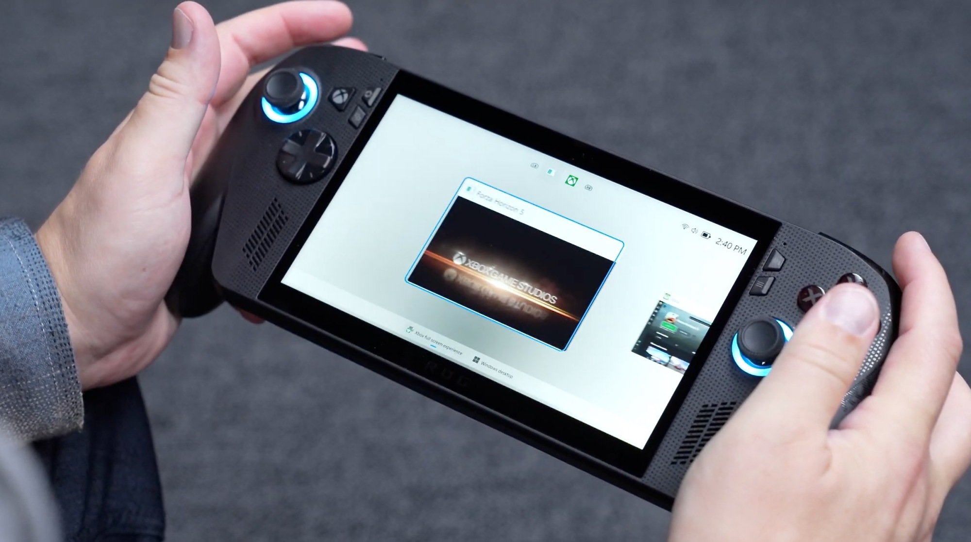 close-up of menu on ROG Xbox Ally