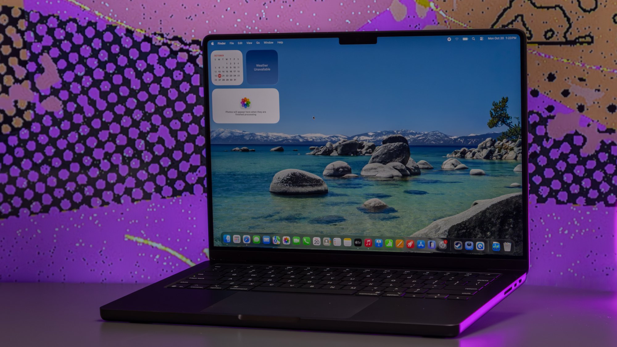 M5 MacBook Pro with home screen on display
