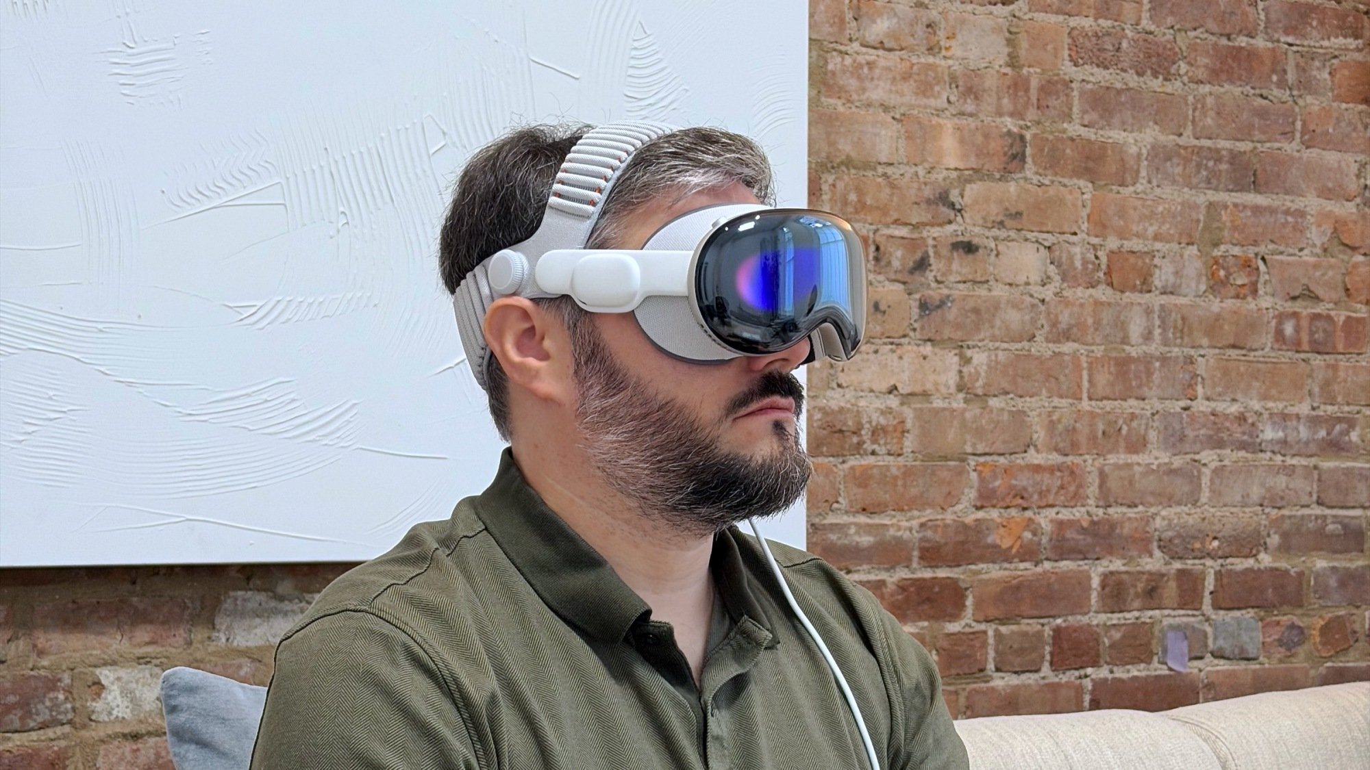 journalist timothy werth wearing apple vision pro headset