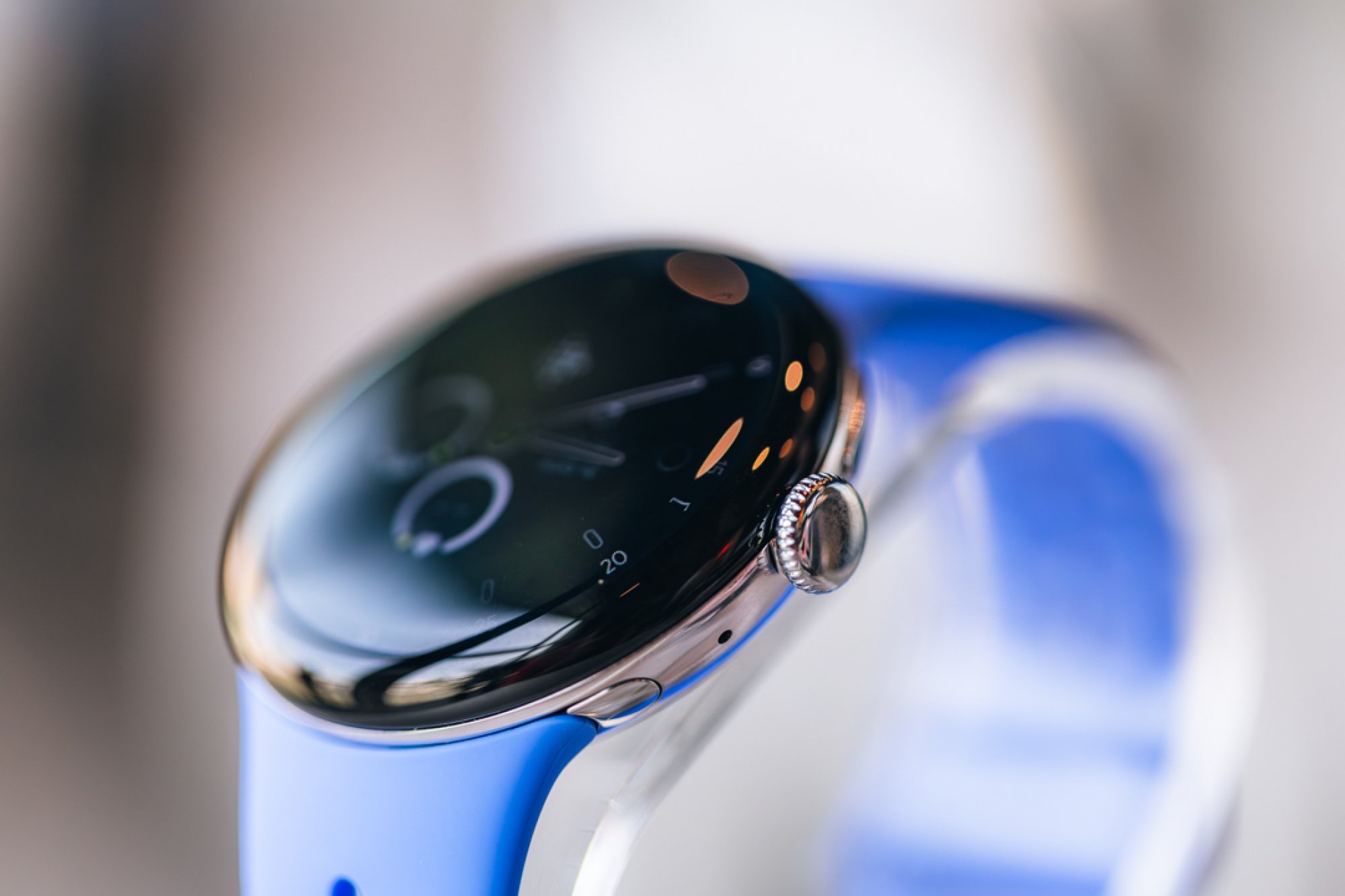 close-up portrait of Google Pixel Watch 4