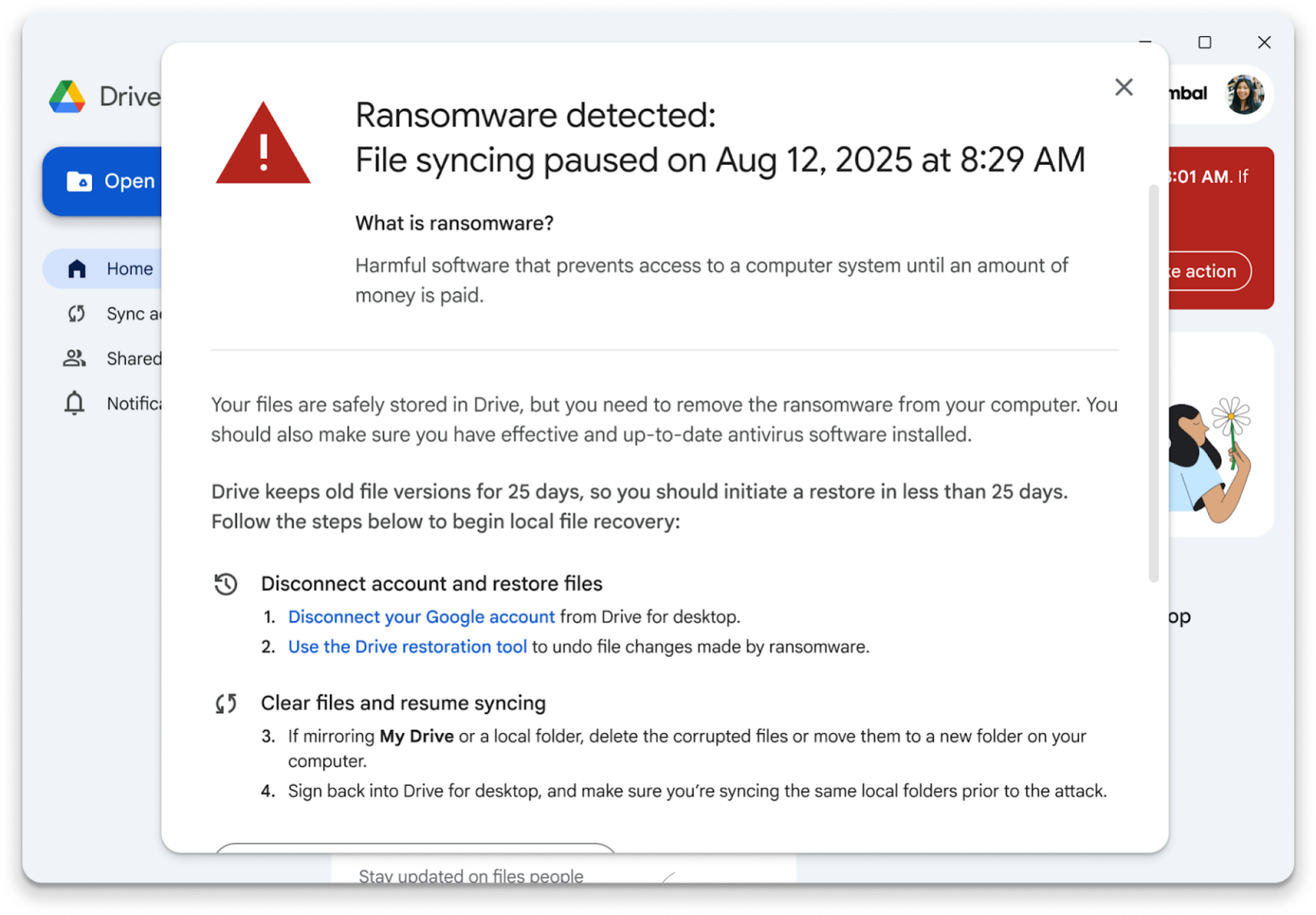 Google Drive for desktop AI-powered ransomware detection