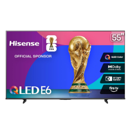 Hisense 55-inch E6 Series QLED 4K Fire TV on white background