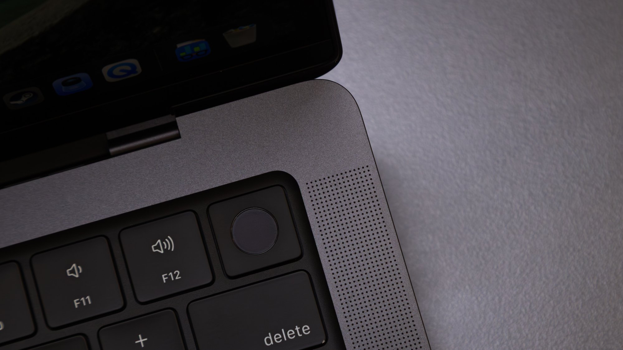 close-up of the new m5 macbook pro