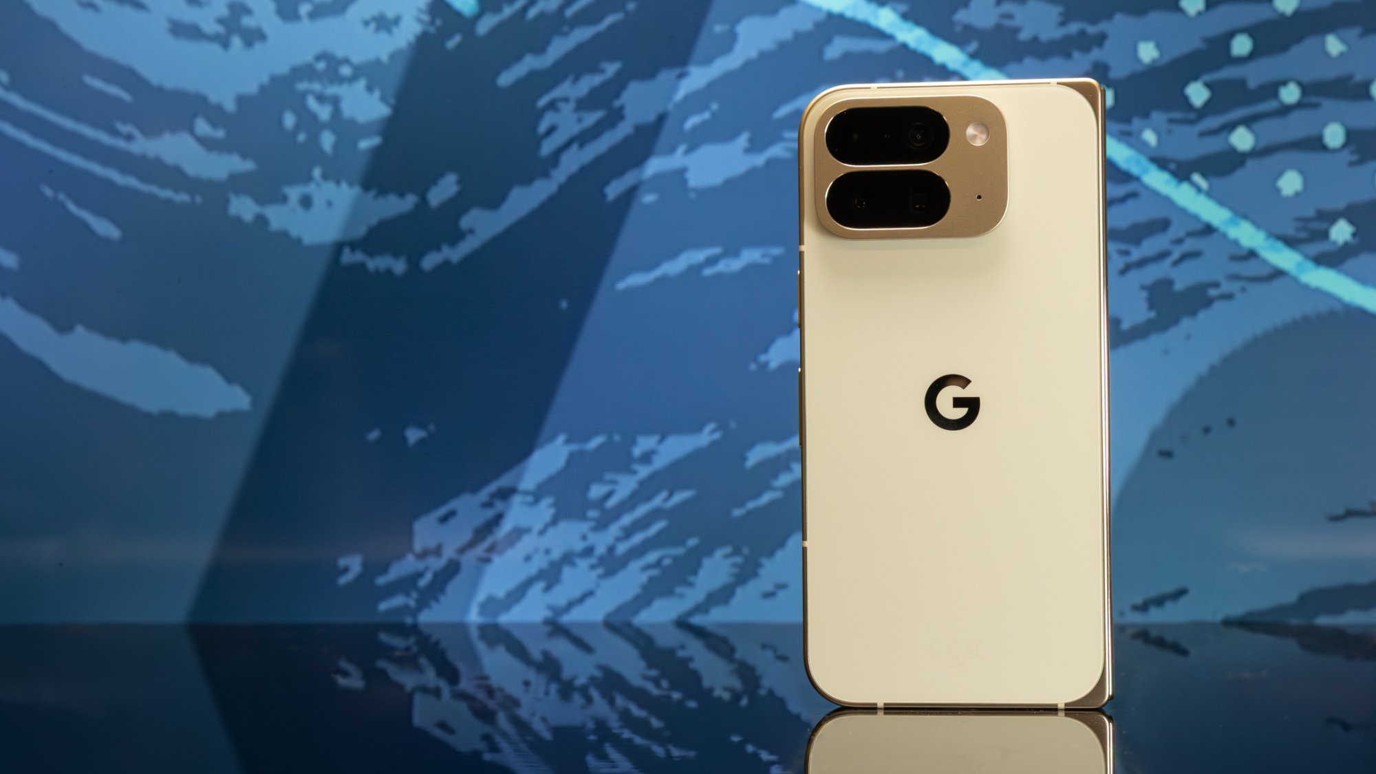 Pixel 10 Pro Fold on Blue background