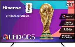 hisense 98-inch qd5 qled 4k tv against a white background