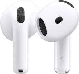 airpods 4 earbuds against a white background