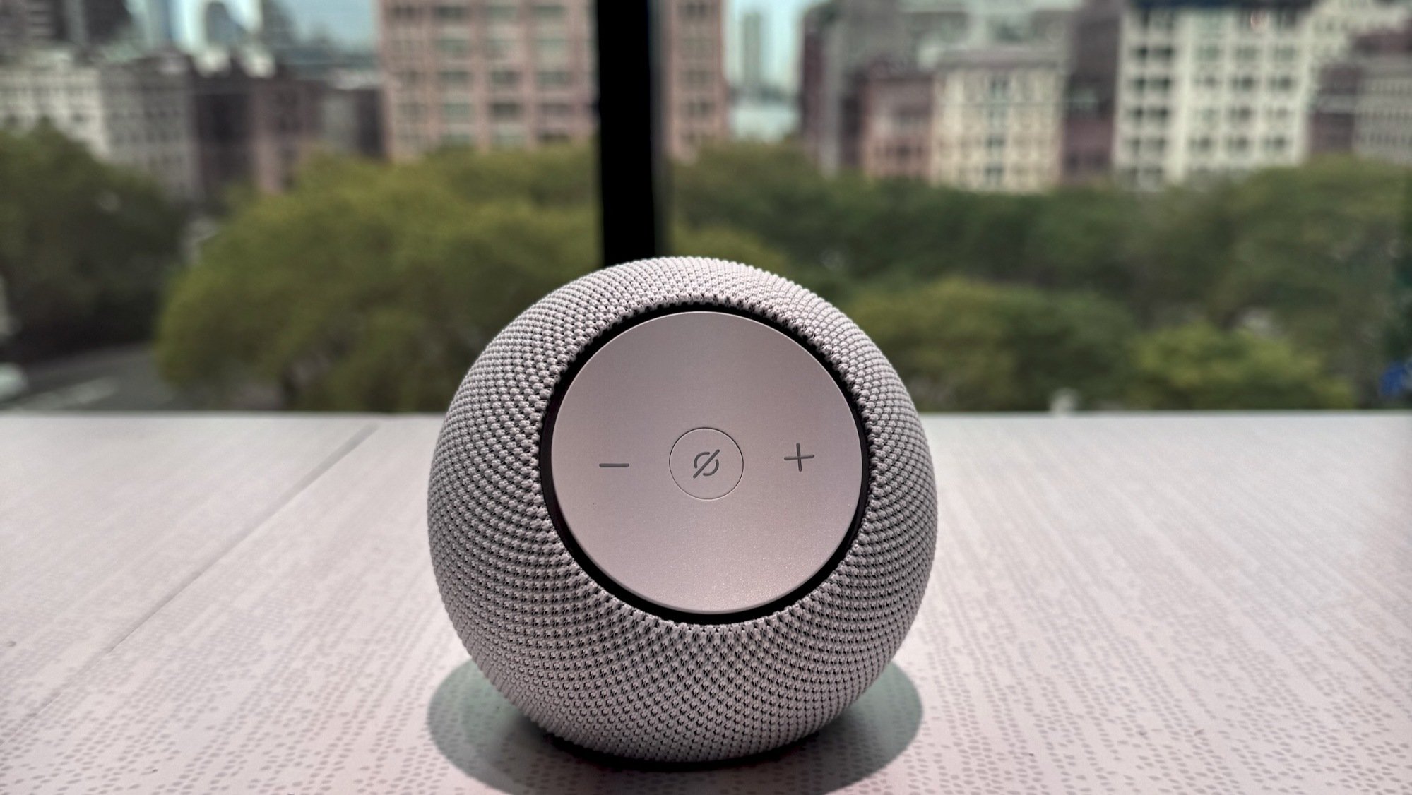close-up portrait of echo dot max smart speaker