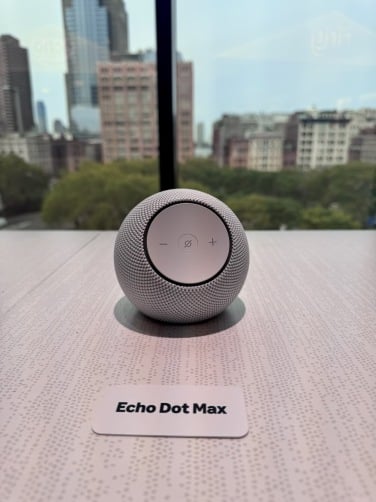 echo dot max smart speaker near window
