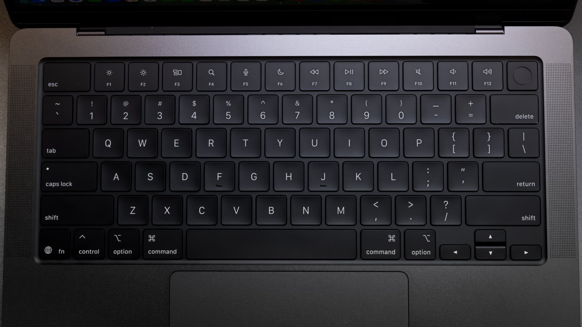 the keyboard on the m5 macbook pro