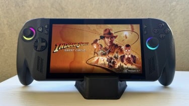xbox rog ally x with indiana jones on display