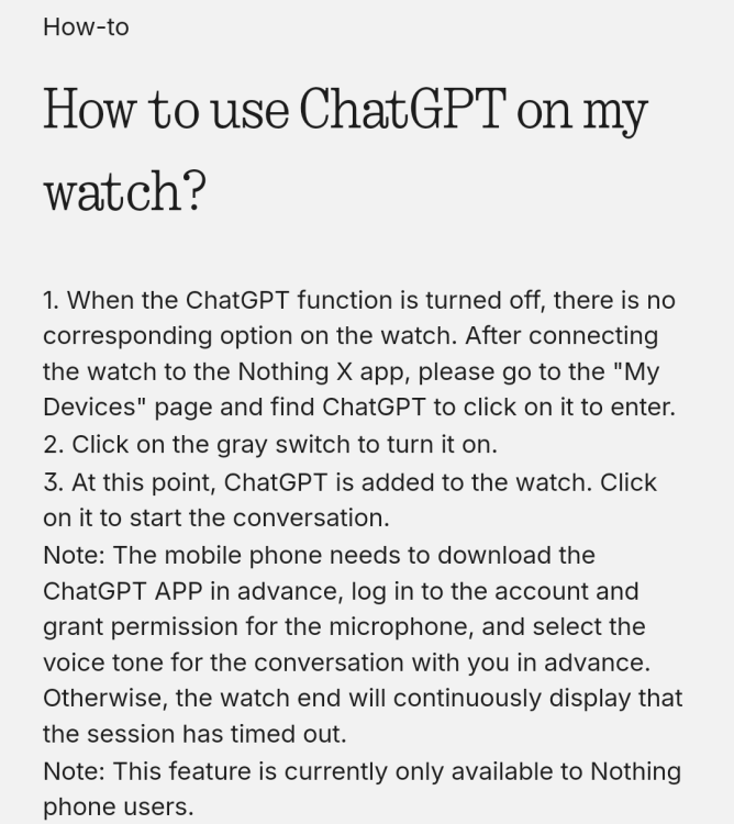 a screenshot of the chatgpt features on the cmf by nothing watch 3 pro