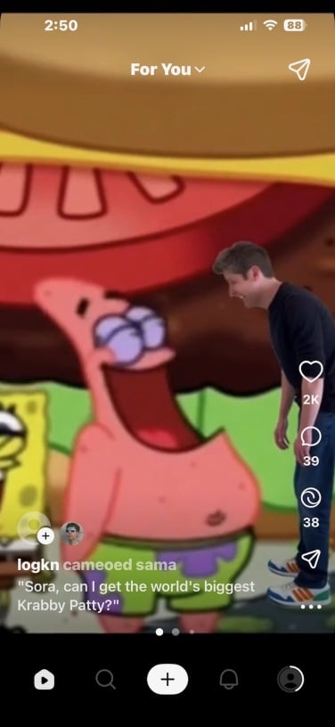 iphone screenshot showing spongebob video