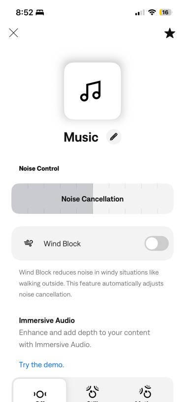 screenshot of adding a listening mode on the bose app
