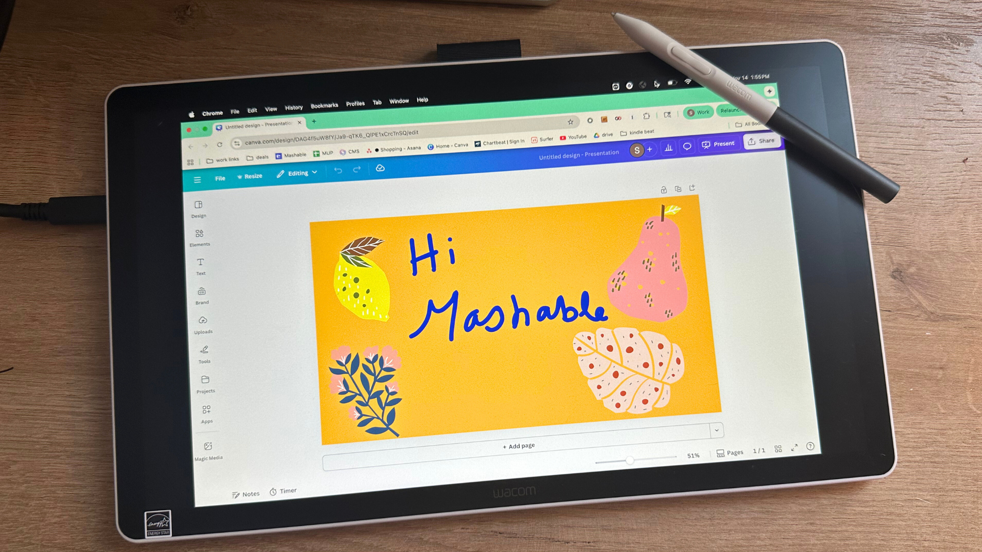 A Wacom One 14 tablet