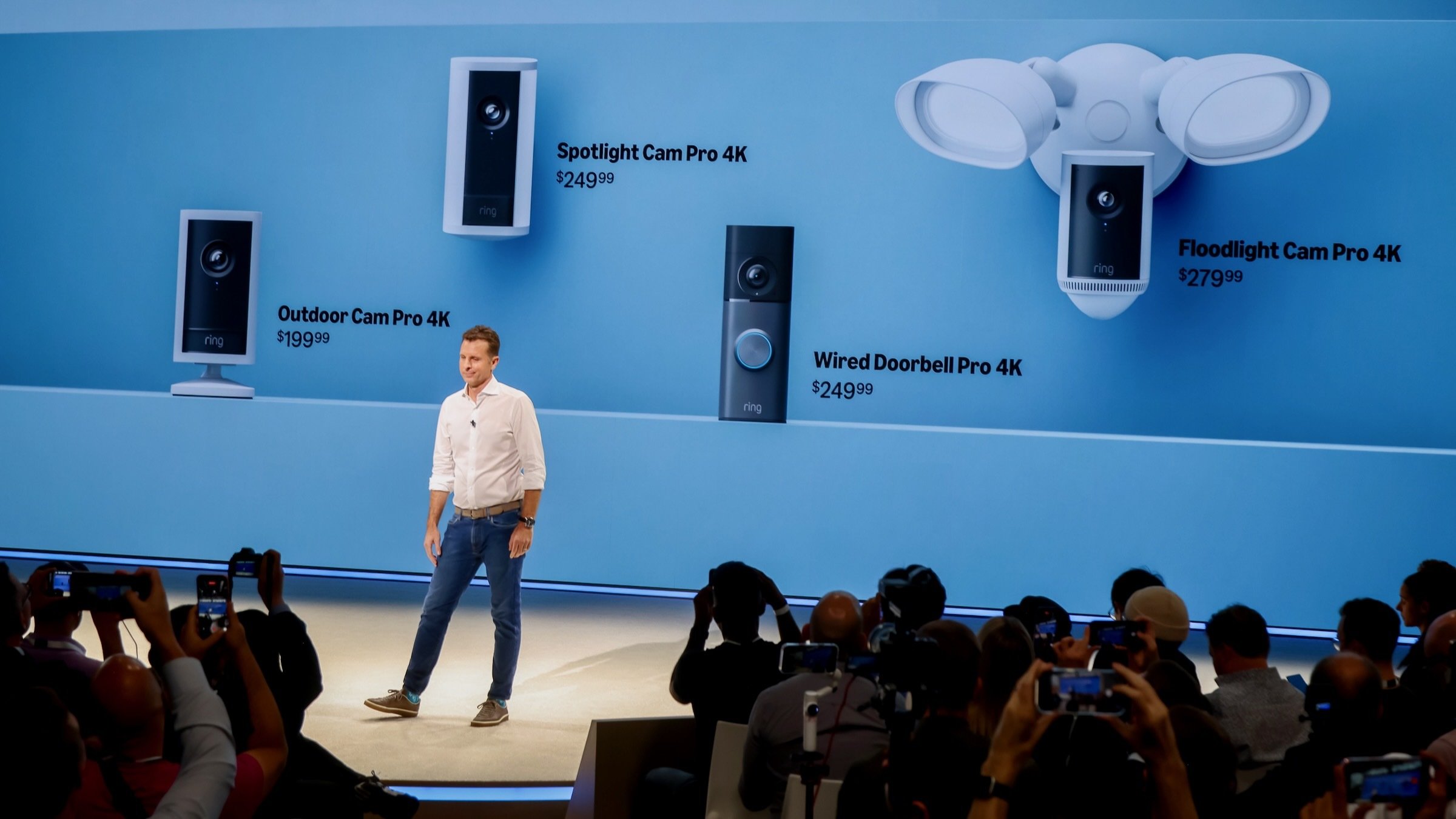 Ring founder Jamie Siminoff speaks during Amazon's product event in New York, US
