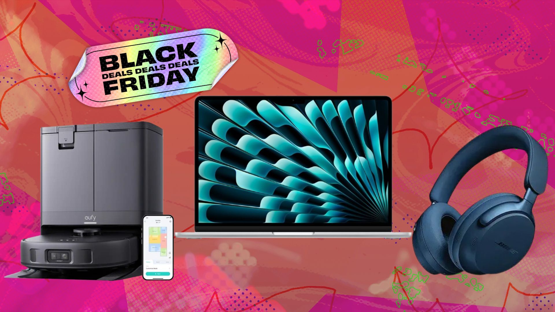 text that reads 'black friday deals' over collage of apple and sony products