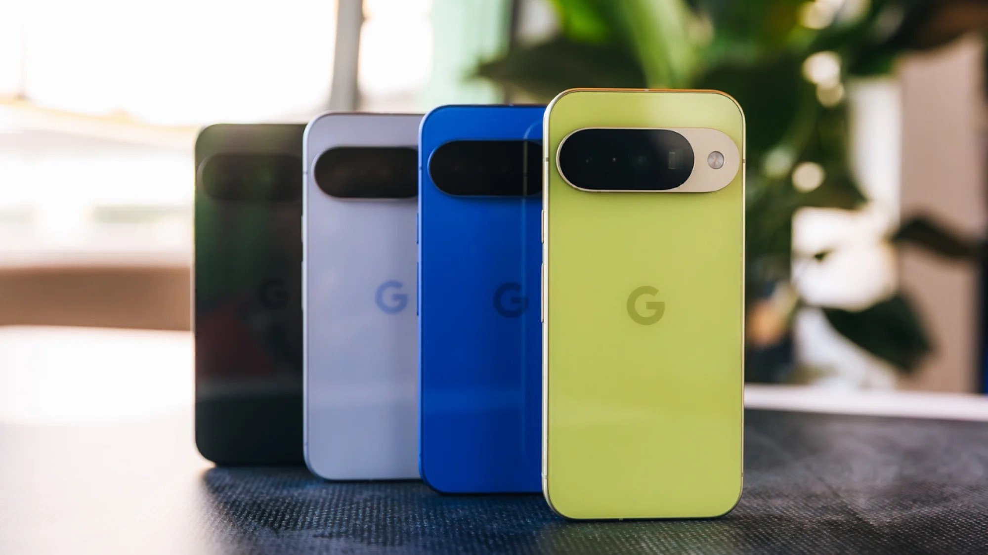 Google Pixel 10 phones lined up