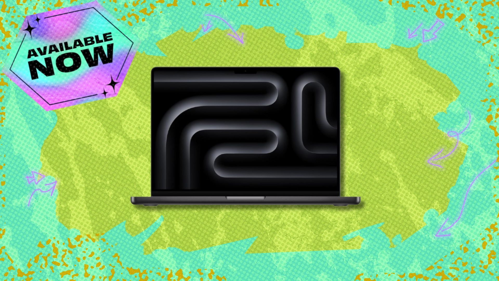 the apple macbook pro on a green background