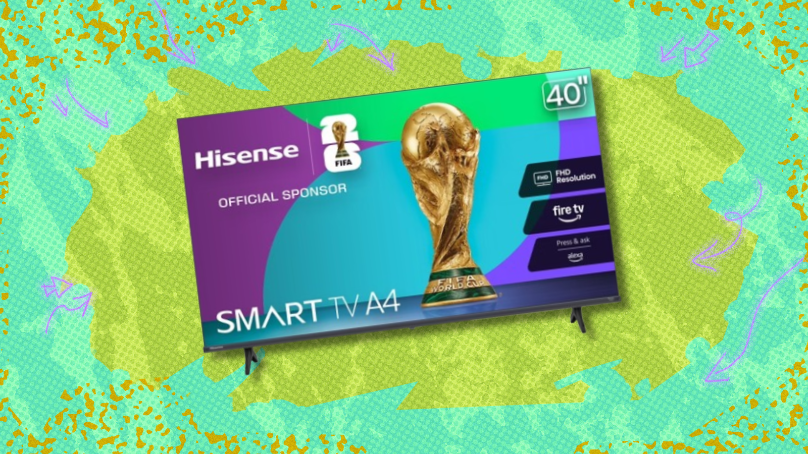 Hisense A4 Fire TV with green background