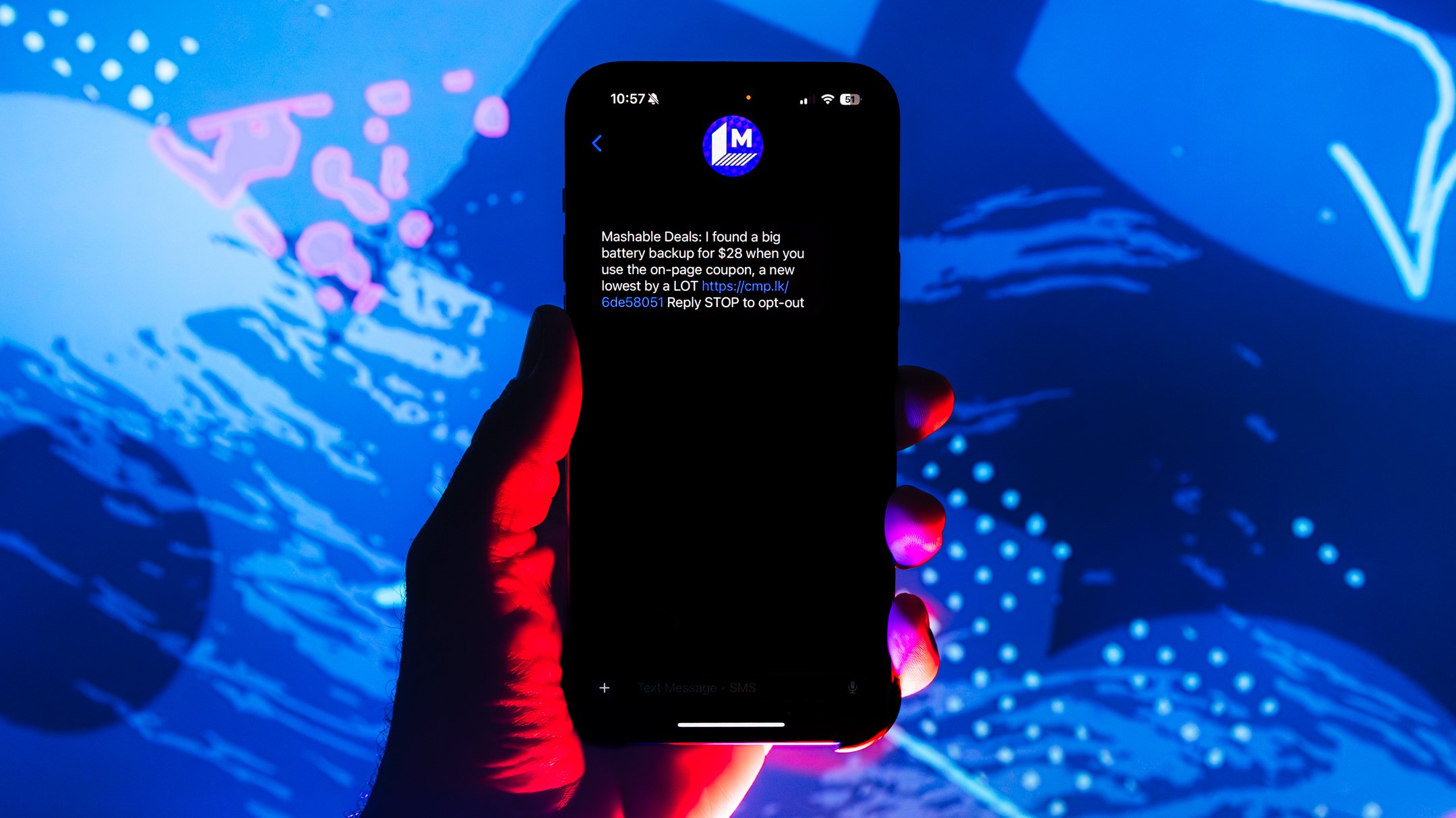 Mashable deals text on phone